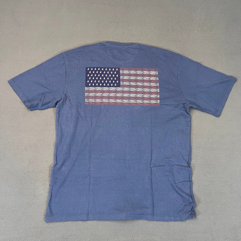 johnnie-O American Flag USA Back Graphic‎ Surf S/S T-Shirt Blue Mens Med Cotton